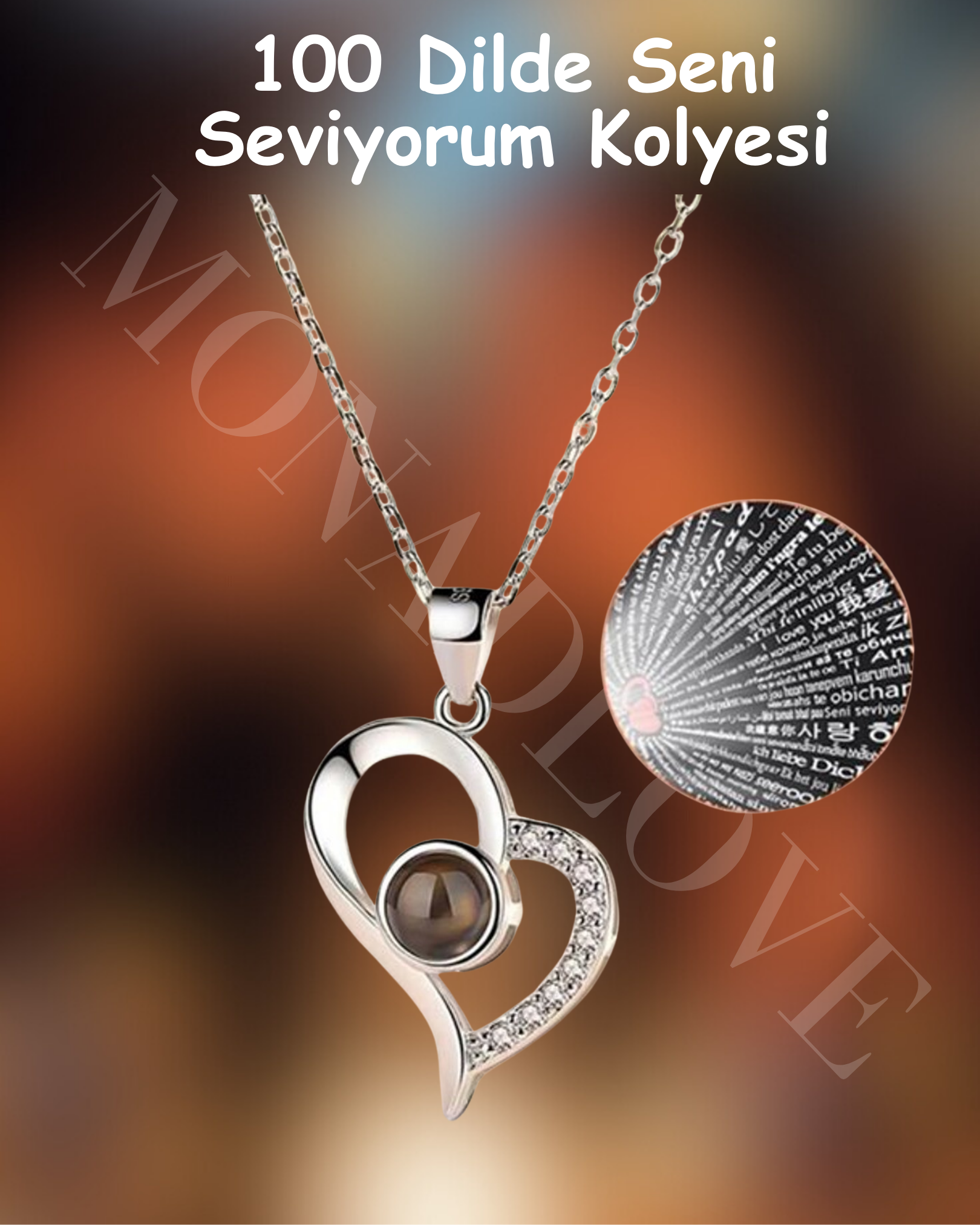 Puzzle + Kupa + 100 Dilde Seni Seviyorum Kolyesi