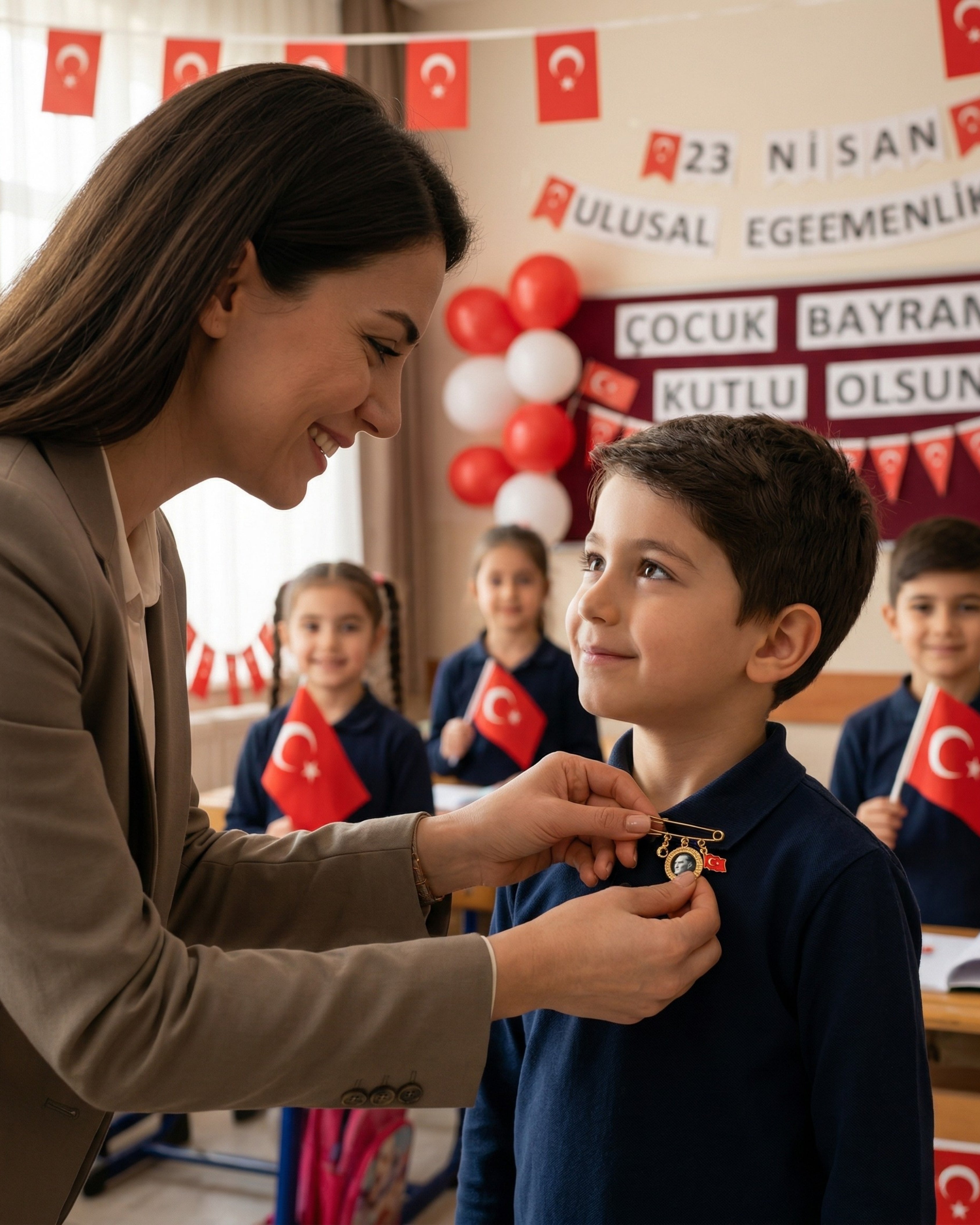 19 Mayıs Atatürk Portreli Tek Çerçeveli Yaka Broşu