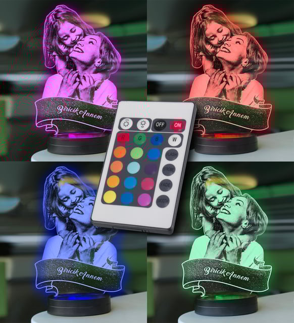 Annelere Özel Profil Kesim 3d Modelli Gece Led Lambası (Karışık)