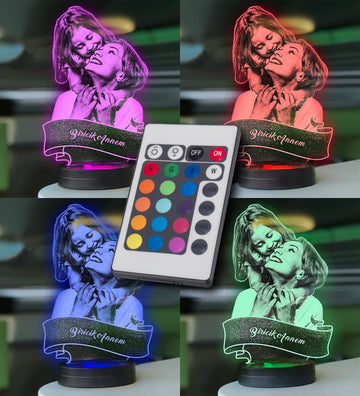 Annelere Özel Profil Kesim 3d Modelli Gece Led Lambası (Karışık)